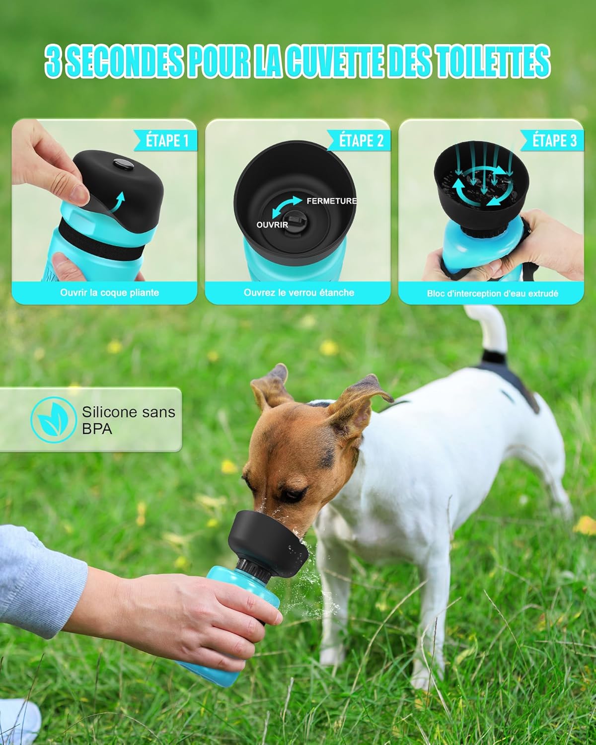Detalle de Lesotc 520 ml Hundetrinkflasche für unterwegs