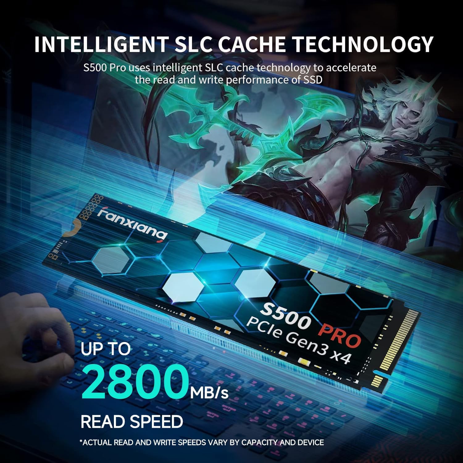 Detalle de Fanxiang S500 Pro 256GB NVMe M.2 SSD – PCIe 3.0 (Gen 3x4) Storage