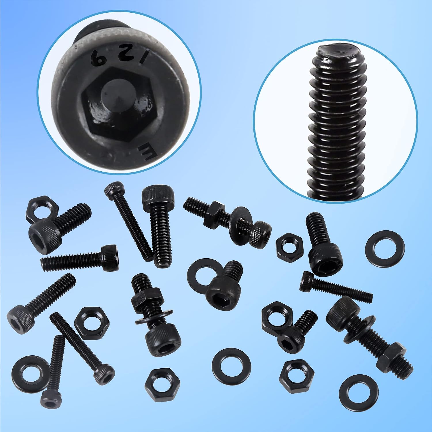 Thumbnail 3 de Newlng M2 M3 M4 M5 Nero Kit Bulloni e Dadi con Rondelle Nero – 940 Pezzi in Acciaio al Carbonio