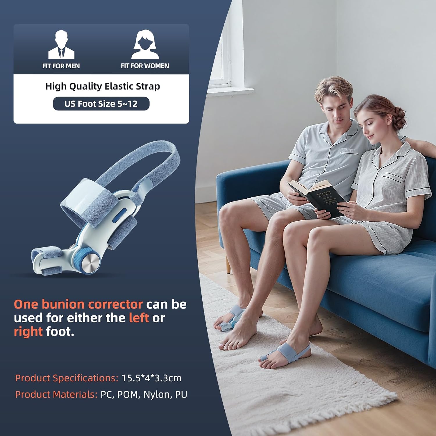 Detalle de TENICORE Adjustable Bunion Corrector with Cooling Gel Pad and Three Fixation Plates