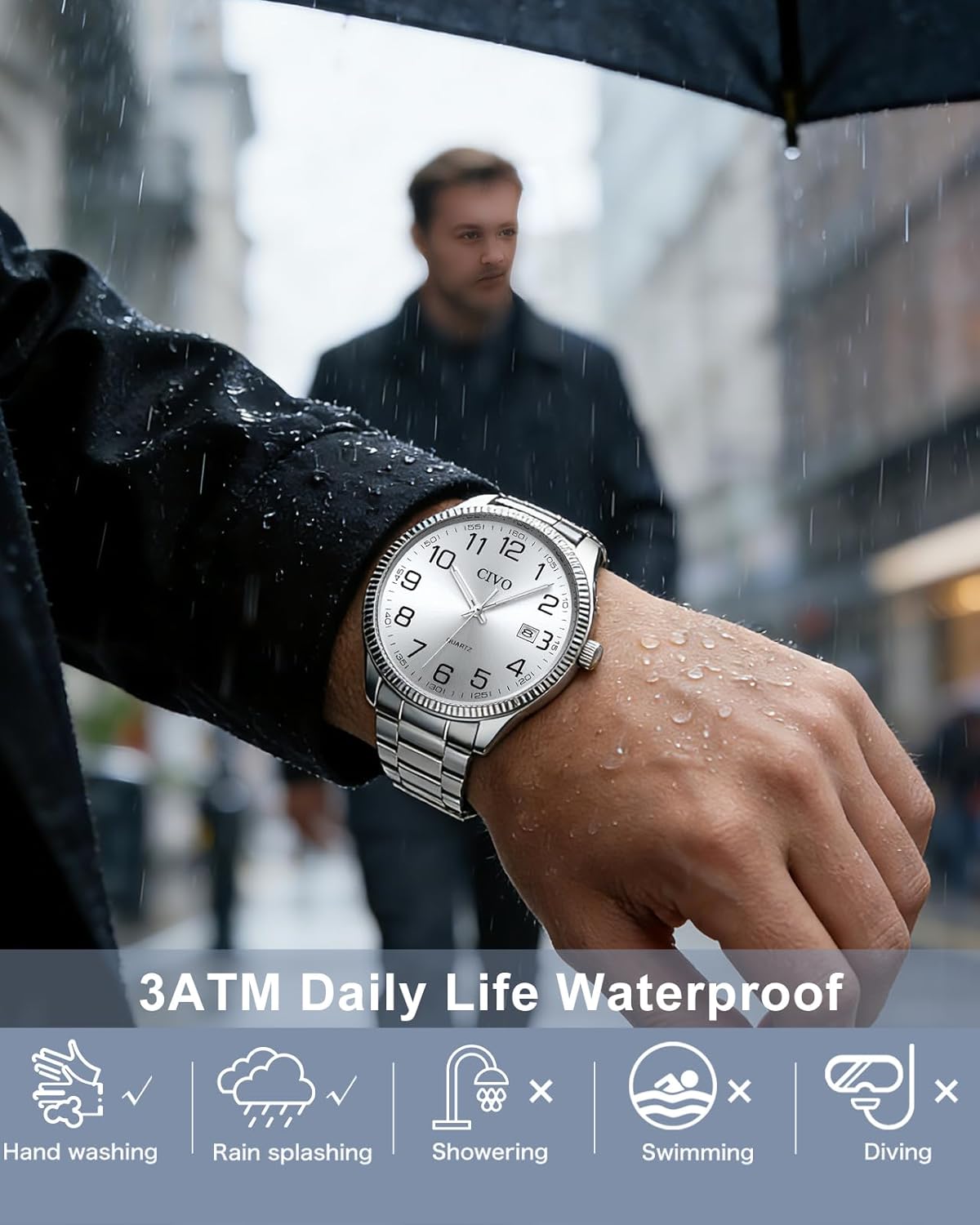 Thumbnail 3 de CIVO Silber Herrenuhr mit 39-mm Zifferblatt