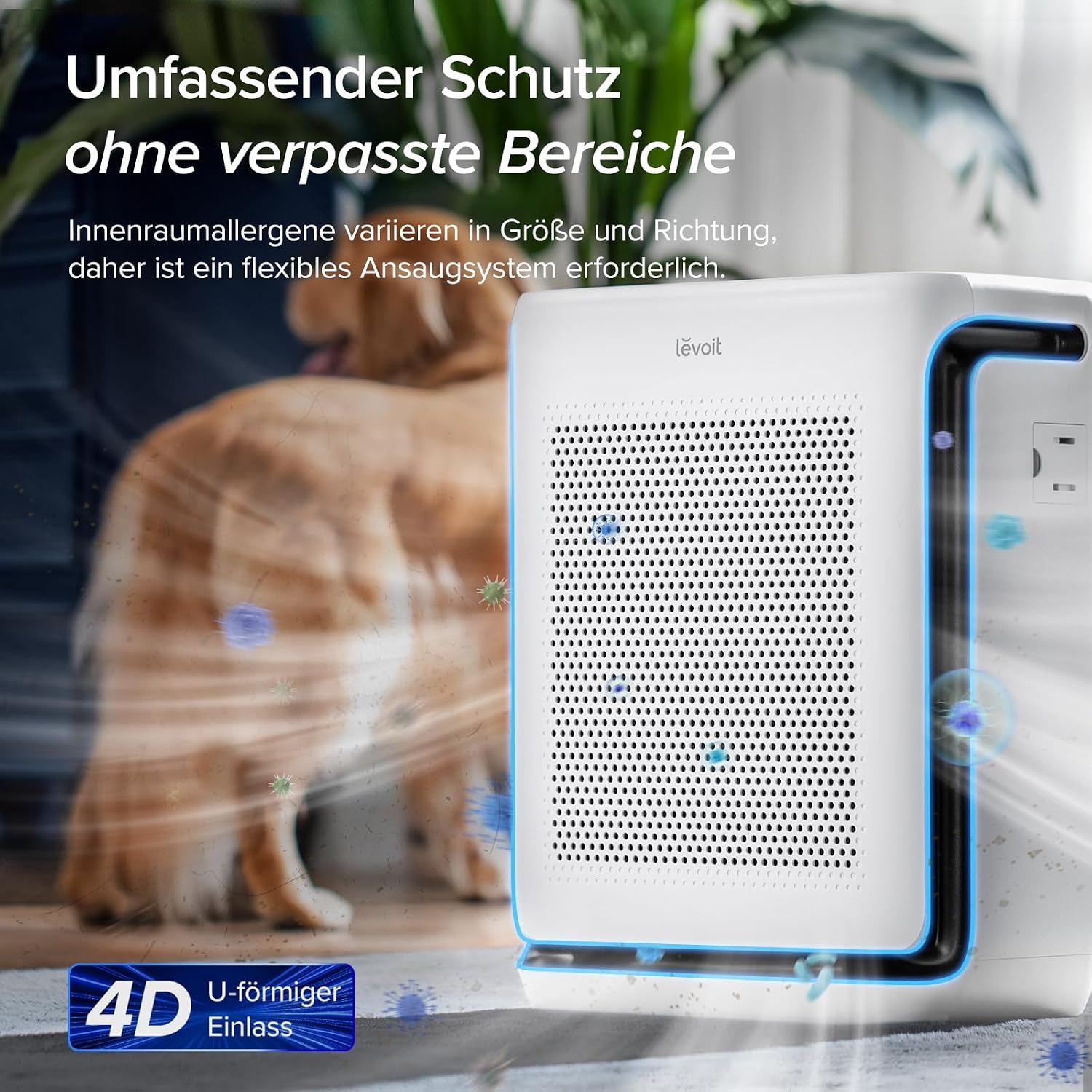 Detalle de Levoit Luftreiniger Allergiker mit Tiermodus – bis zu 87 m², HEPA 99,97%, VeSync App, Alexa/Google Assistant