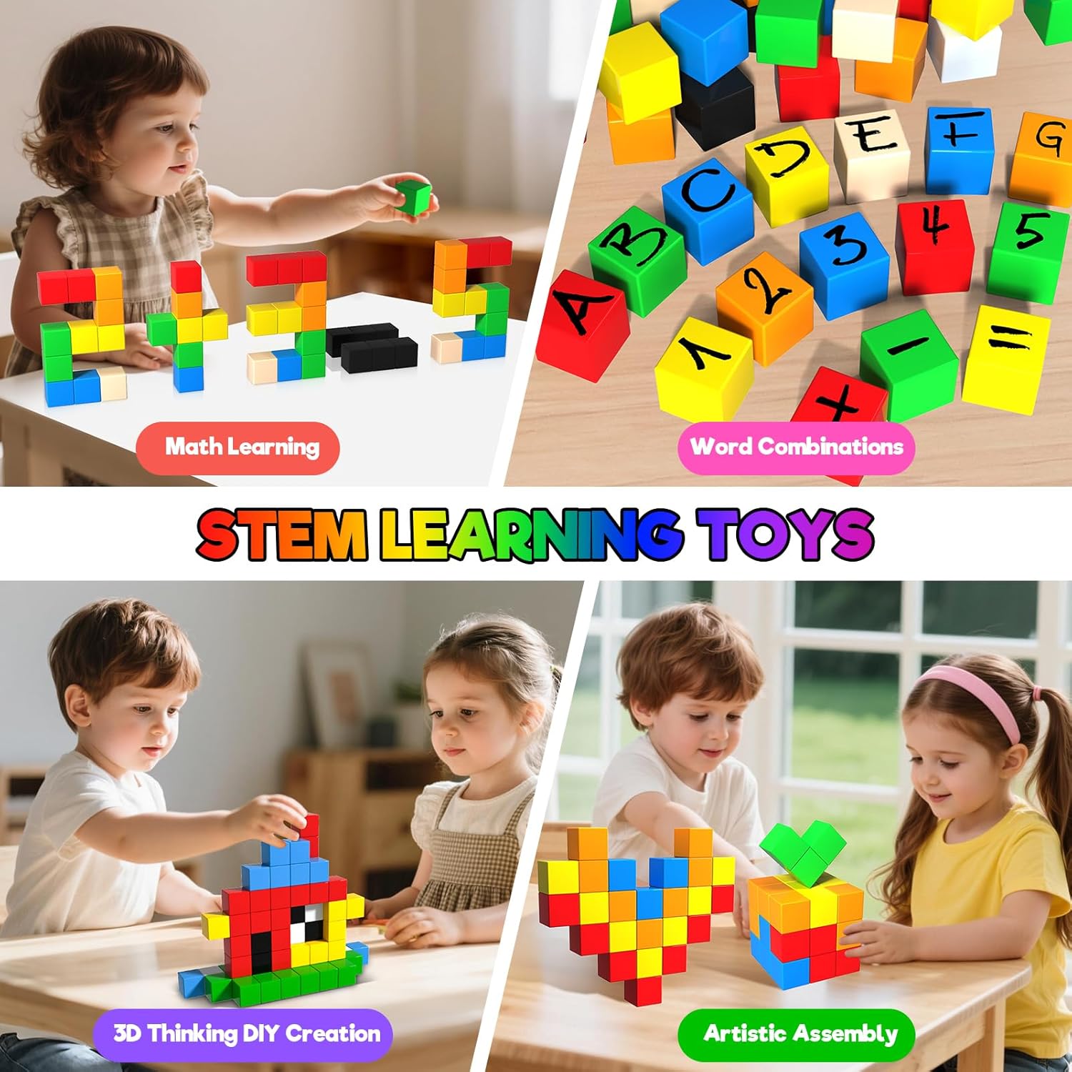 Detalle de Magnetic Building Blocks for Kids (56pcs) – 1-inch magnet cubes and tiles for ages 3+