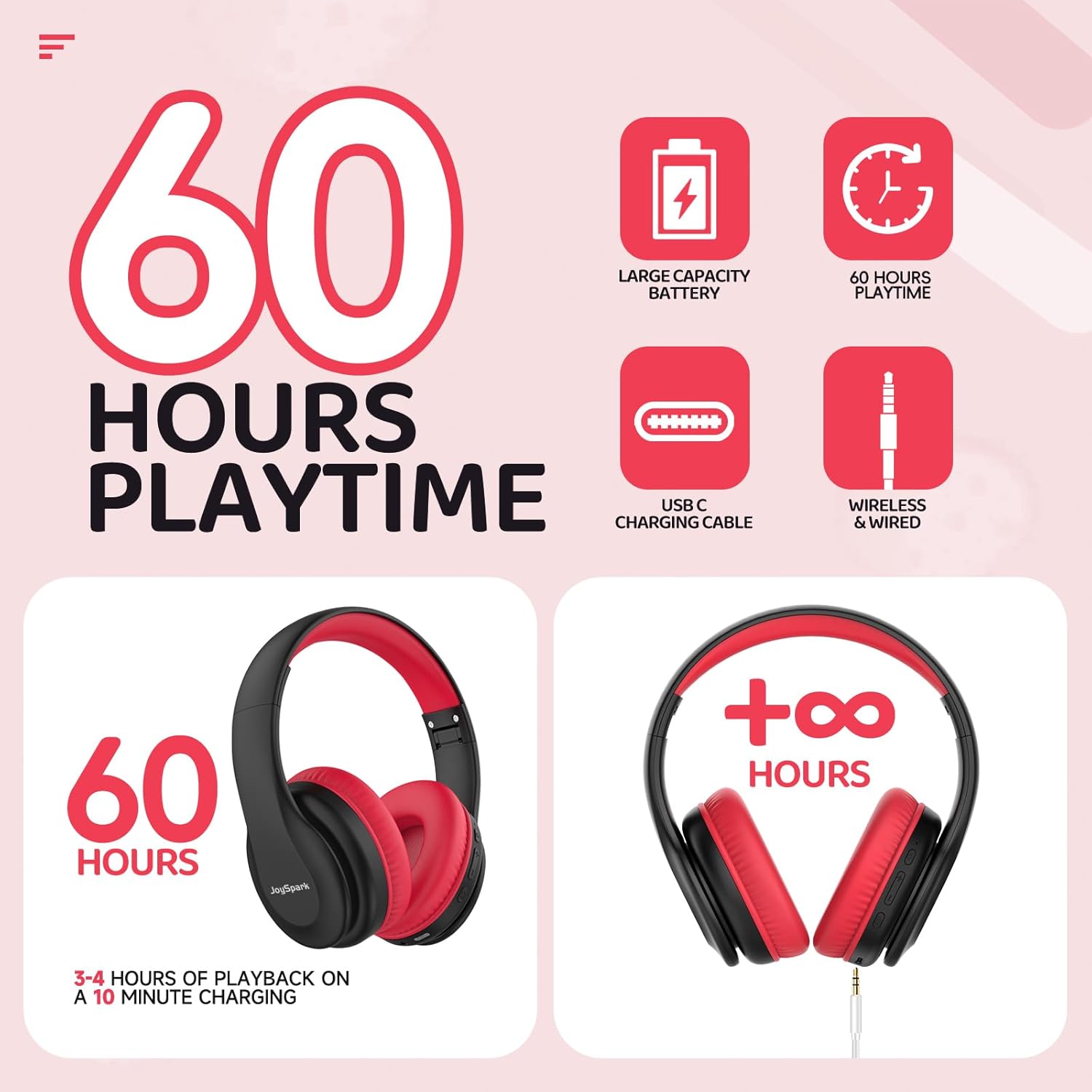 Thumbnail 3 de JoySpark Kids Bluetooth Headphones: Lightweight, Safe Volume & Long Battery Life
