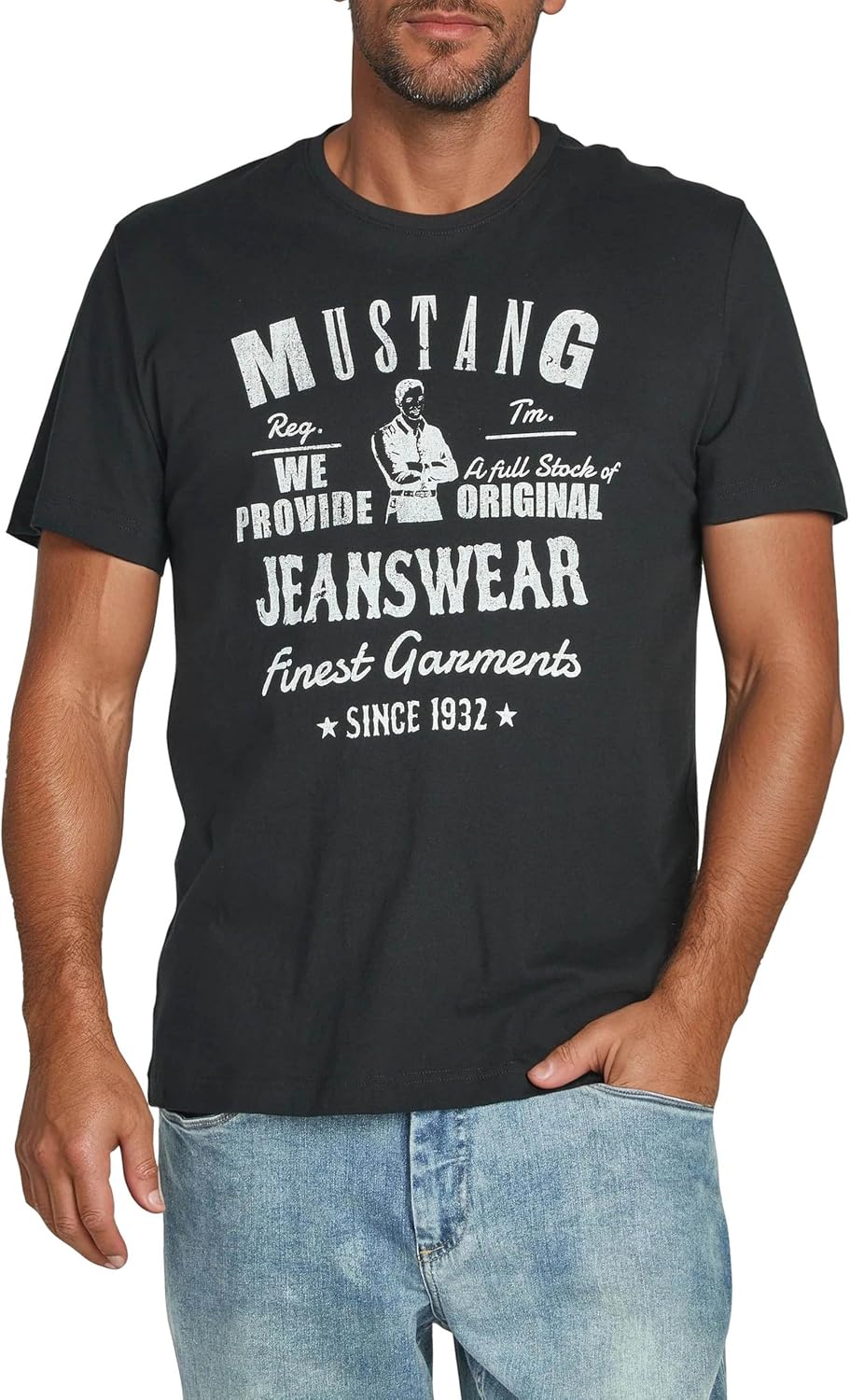 Detalle de MUSTANG Herren T-Shirt Regular Fit – Baumwolle 4er Pack, Rundhals, Kurzarm