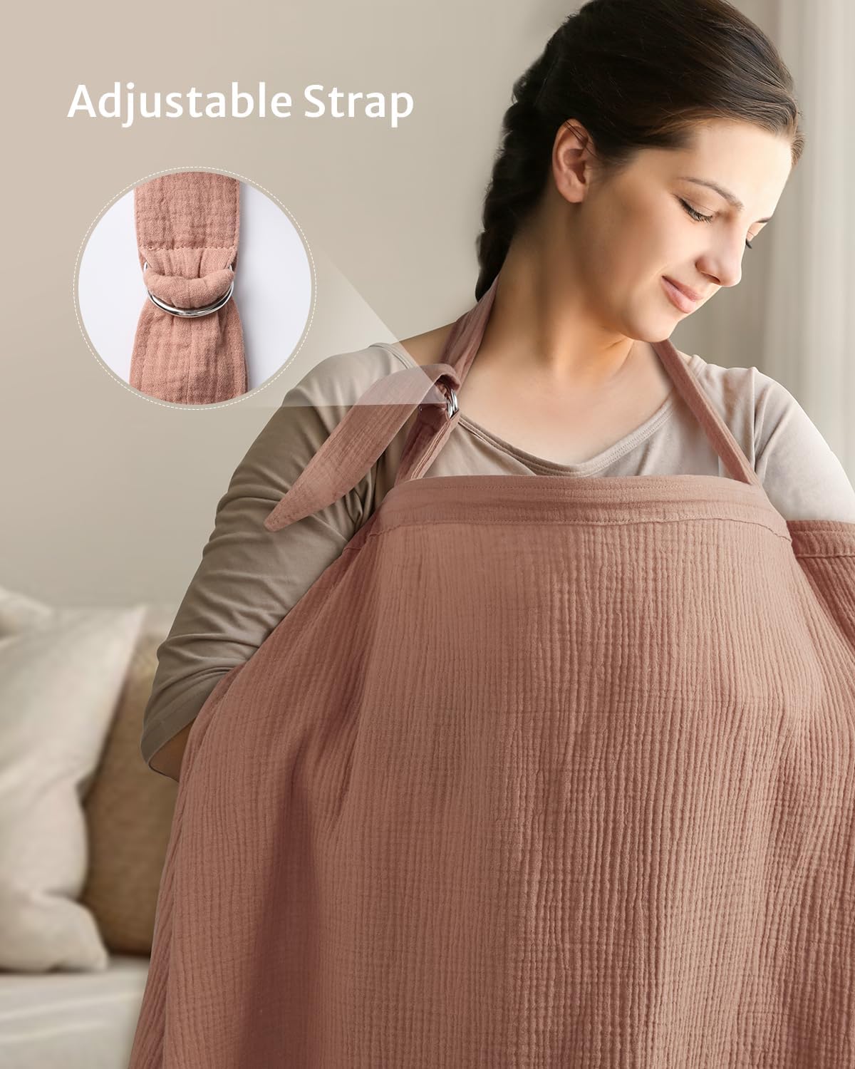Thumbnail 4 de Blissful Diary Muslin Nursing Cover for Breastfeeding (Dusty Pink)