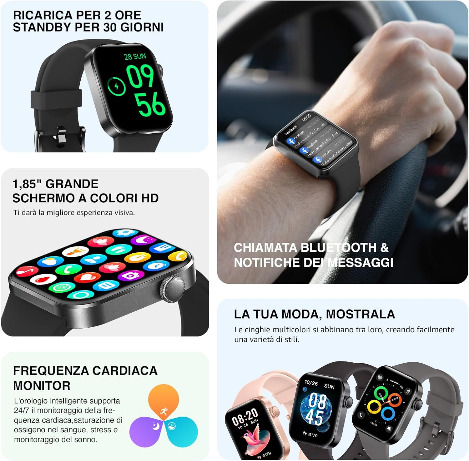 Thumbnail 3 de ASEEYIRJ Smartwatch Uomo Donna 1,85" con chiamate Bluetooth, 140 modalità sportive, cardio e SpO2 (IP68)