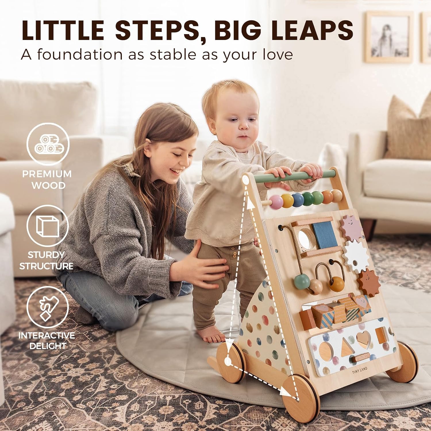 Detalle 2 de Tiny Land Wooden Baby Walker 🚼