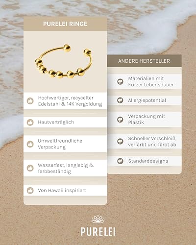 Detalle de Purelei Shade Anxiety Ring (Gold) – verstellbarer Edelstahl-Damenring, wasserfest und stressreduzierend
