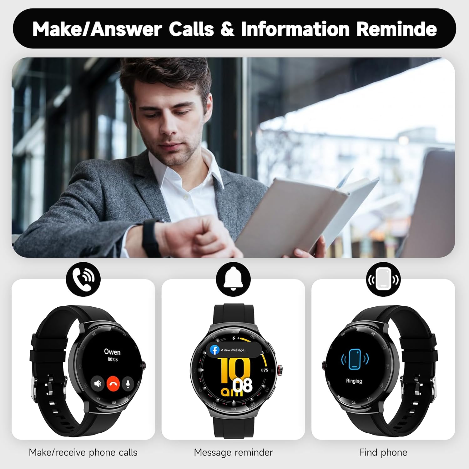 Detalle de cyanyu Smart Watch for Men and Women with 1.43" AMOLED Curved Screen