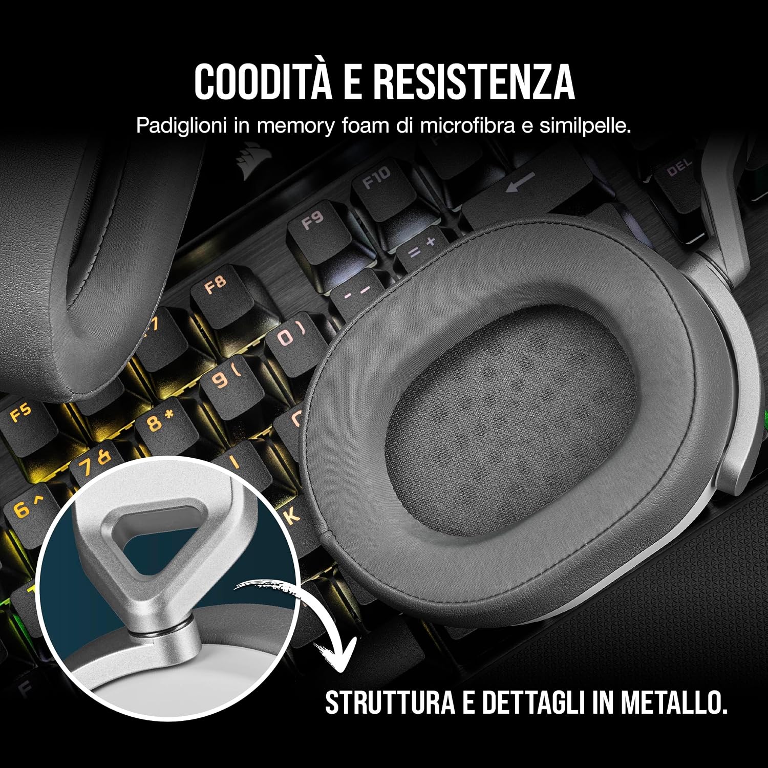 Thumbnail 4 de Corsair HS65 Surround: cuffie gaming cablate multi‑piattaforma 7.1, bianco