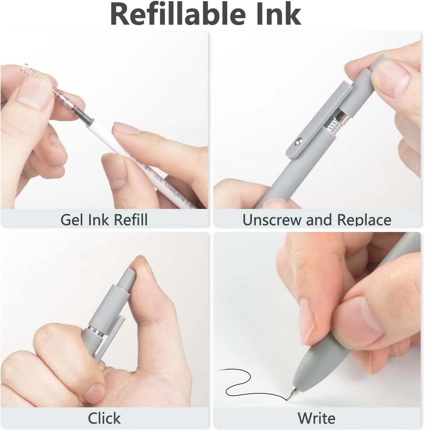 Detalle de MIUTME Gelstifte 6er-Set – Einziehbare 0,5 mm Gelschreiber mit schnelltrocknender Tinte