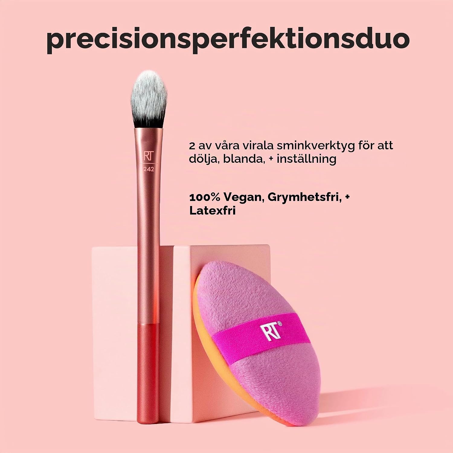 Detalle 2 de Real Techniques Precision Perfection Duo – concealerborste och dubbelsidig puderpuff