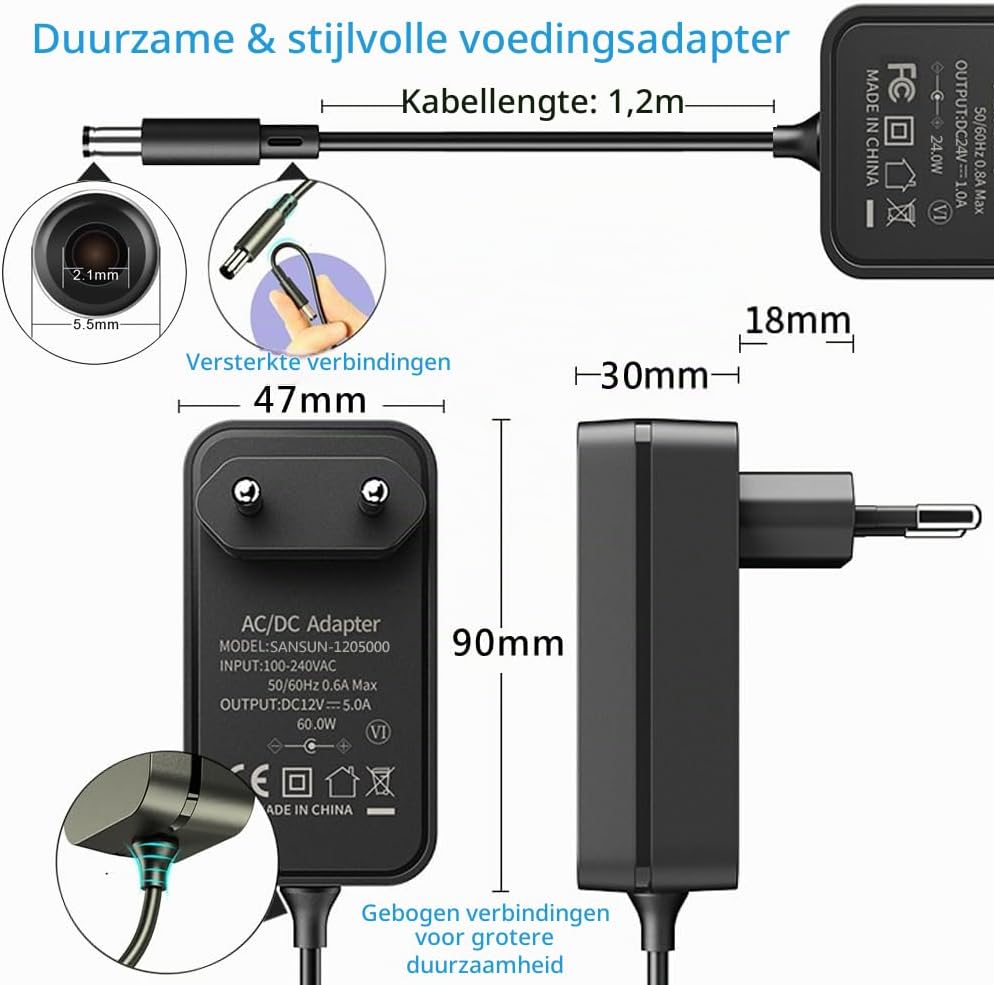 Thumbnail 1 de SANSUN brick 12V 5A 60W-netadapter voor ledstrips, set van 5