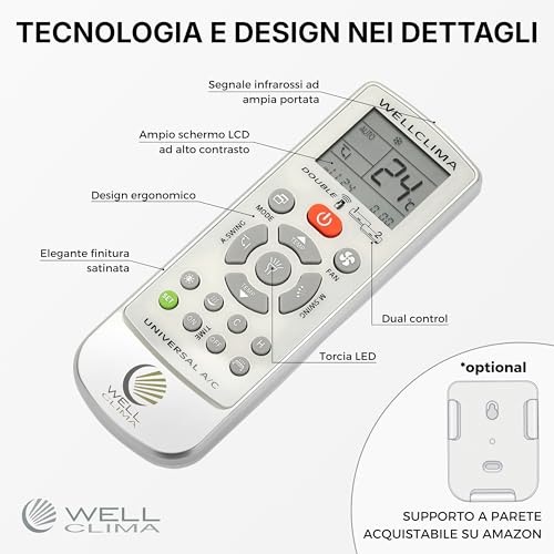 Thumbnail 6 de Wellclima Double E.S: Telecomando universale 2 in 1 per condizionatori e climatizzatori, progettazione italiana, compatibile con 10000+ modelli