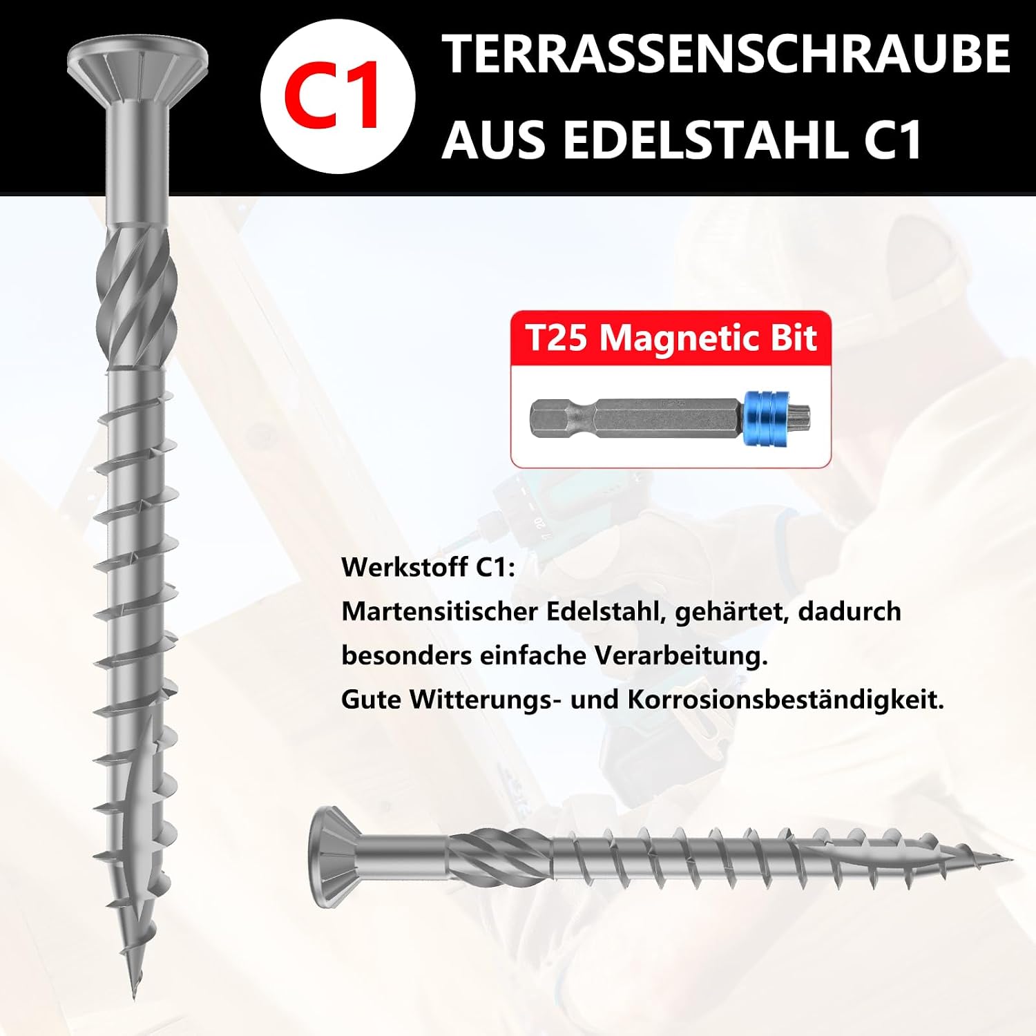 Detalle 2 de TCO Terrassenschrauben 5x60 mm Edelstahl C1