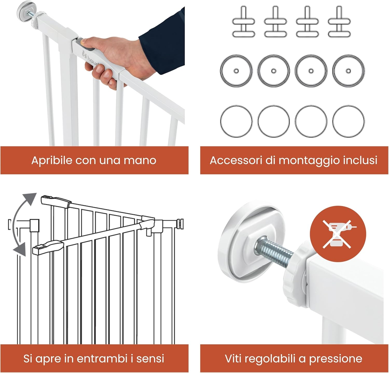Detalle de hauck Open N Stop 2 + Estensione da 21 cm – Cancelletto interno regolabile 96–101 cm, Grigio Scuro