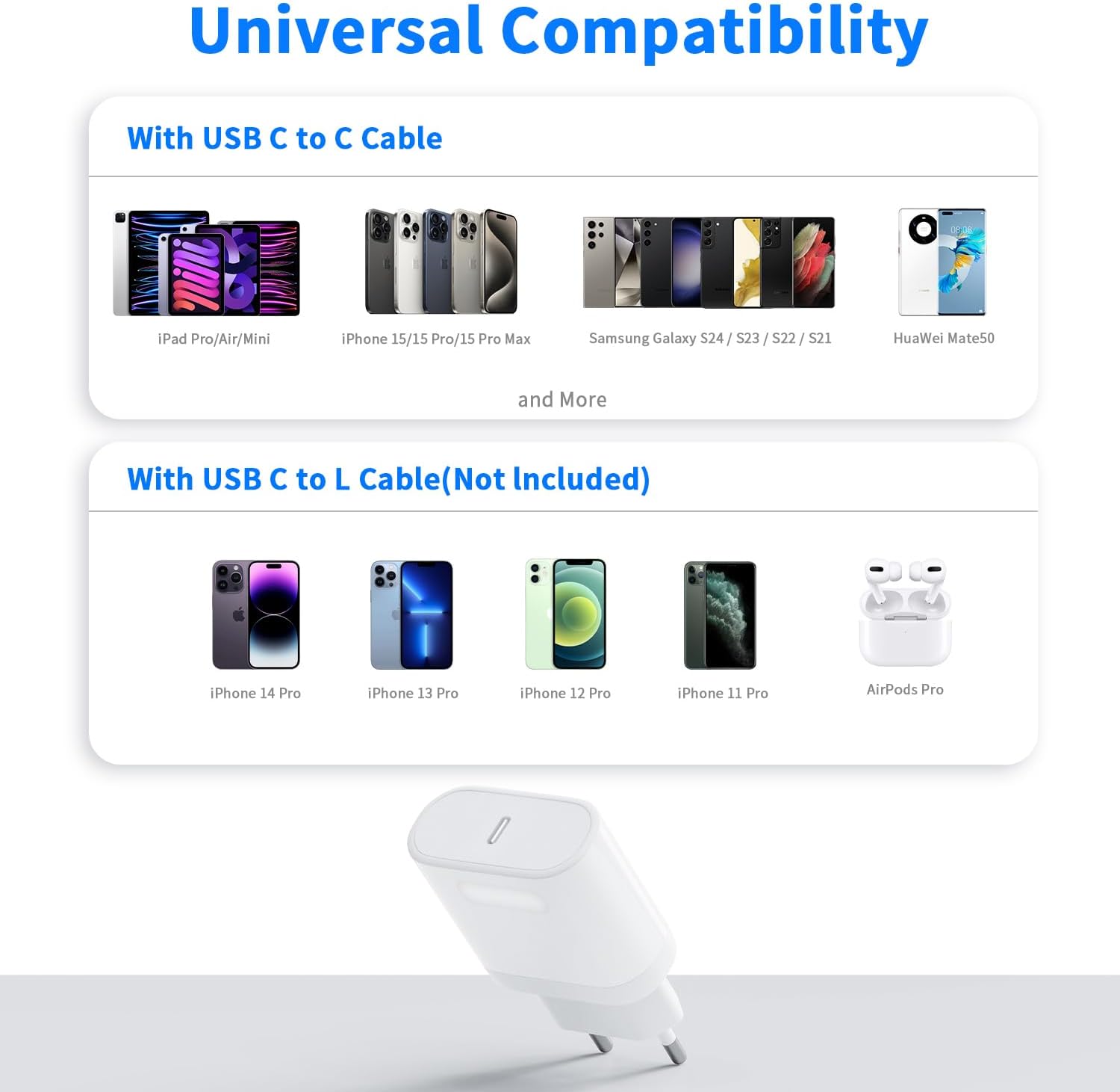 Thumbnail 2 de iPad USB‑C Ladekabel & 20‑W‑Netzteil (PD 3.0) mit 2 m USB‑C‑Kabel – Schnellladegerät für iPad Pro, iPad Air & iPad Mini