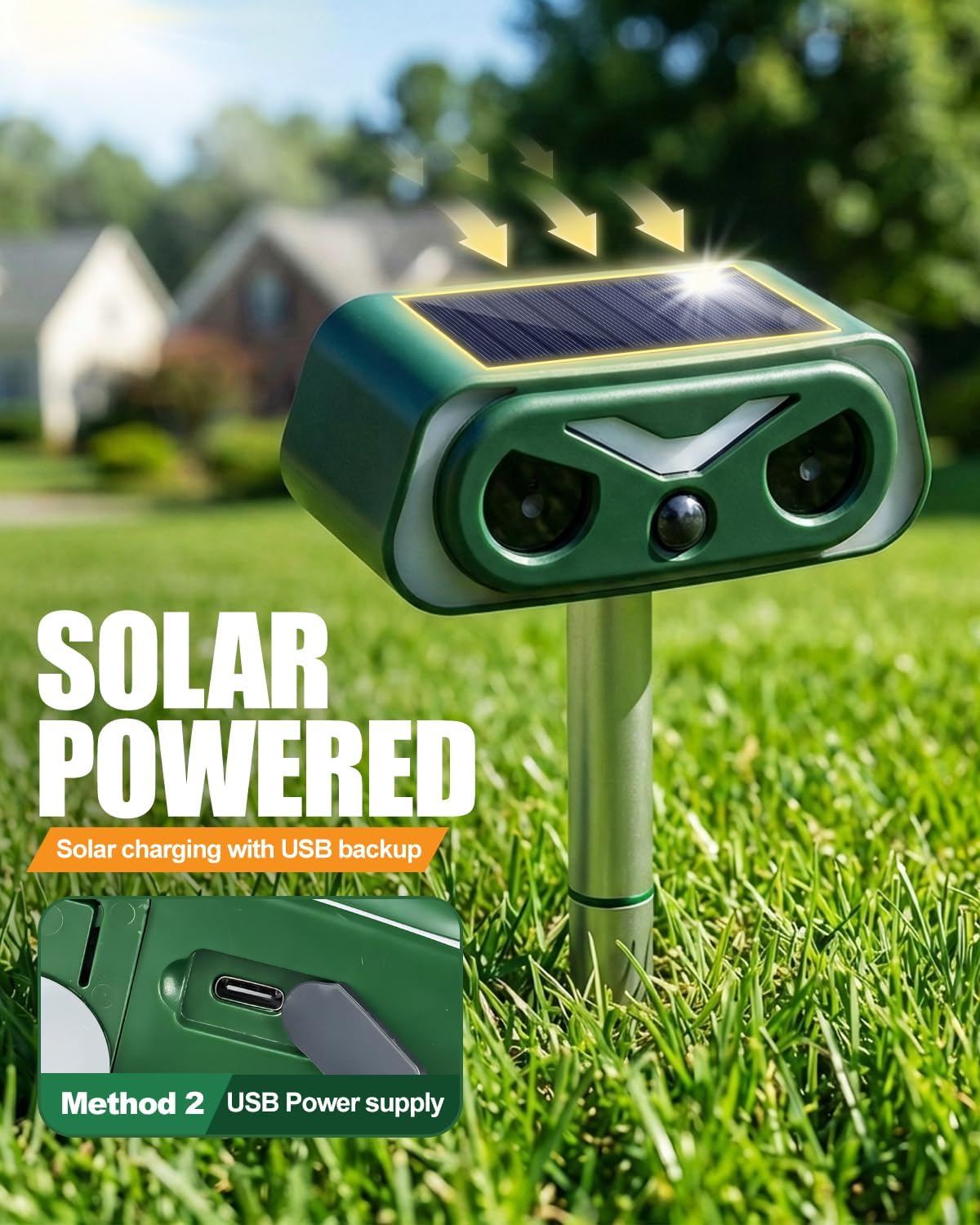 Thumbnail 3 de Ultrasonic Cat Repellent for Gardens – IP65 Waterproof, Solar-Powered Outdoor Deterrent