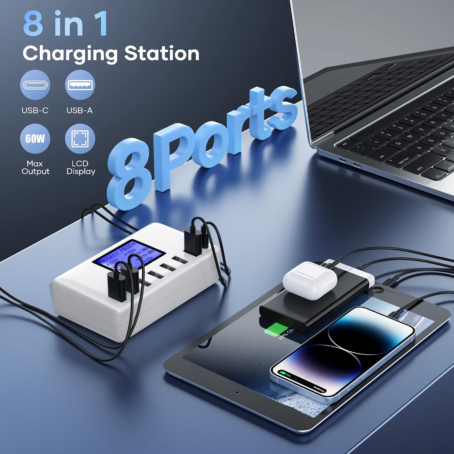 Detalle 2 de 60W USB Ladegerät 8 Ports