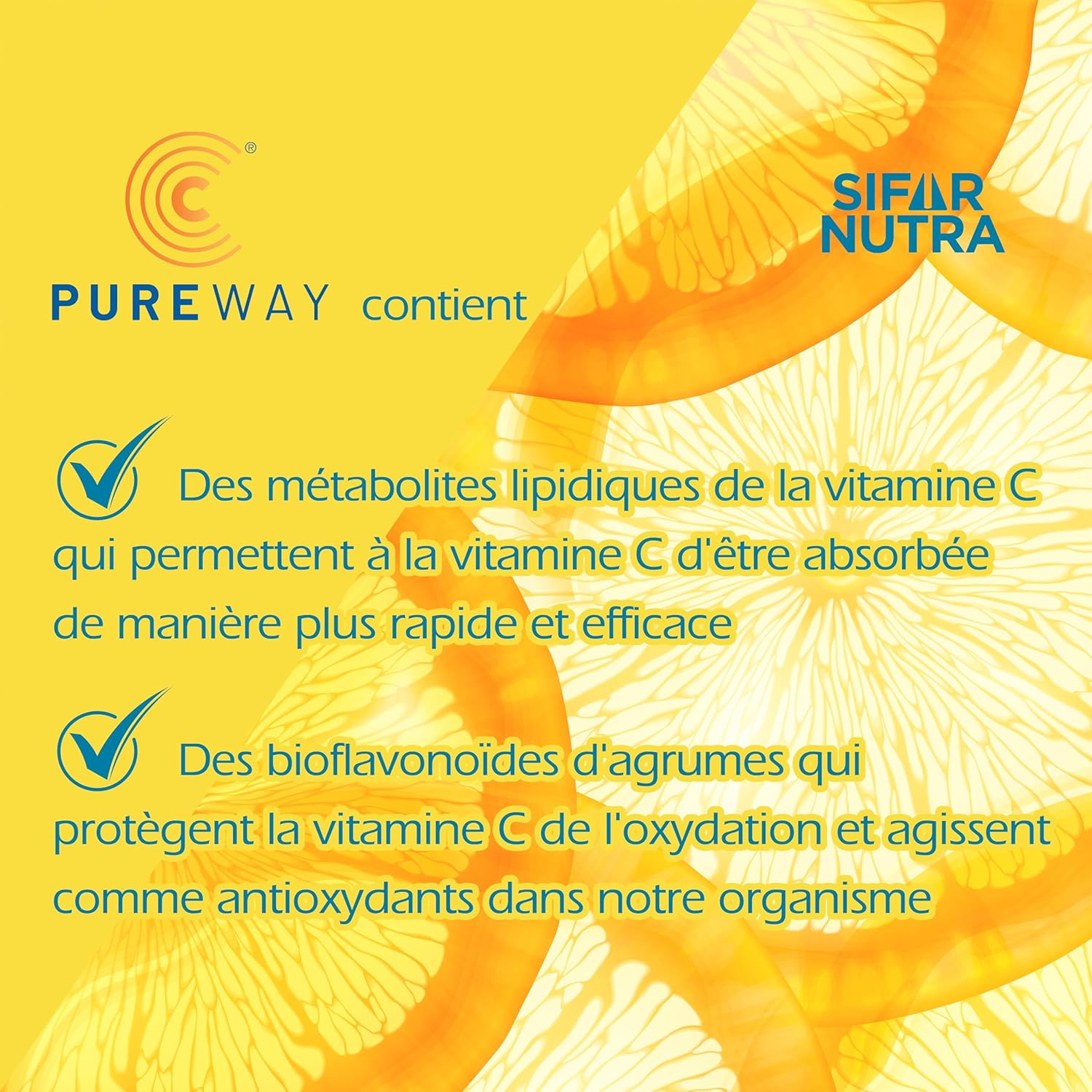 Detalle de Sifar Nutra C 1000 Plus : Vitamine C PureWay-C, D3, Zinc et Sélénium – 30 comprimés