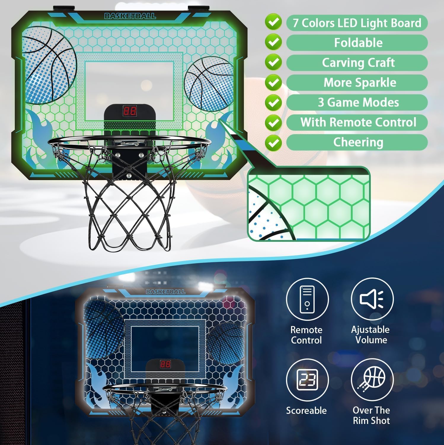 Thumbnail 4 de VROGTIK Indoor Basketball Hoop LED with Remote