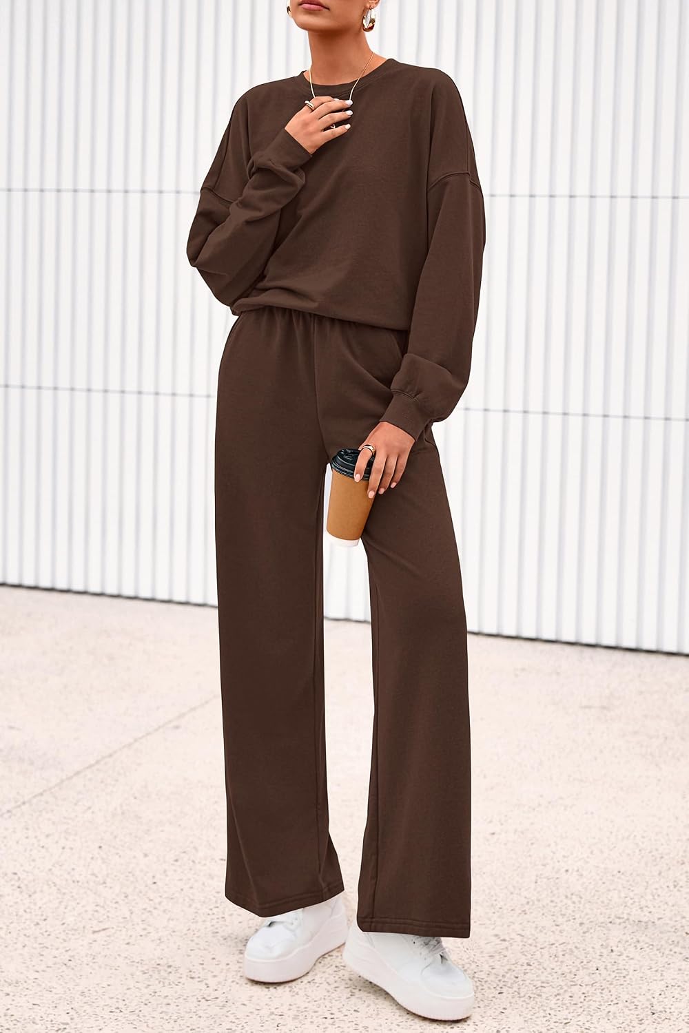 Thumbnail 6 de PRETTYGARDEN 2-Piece Sweat Set Wide Leg
