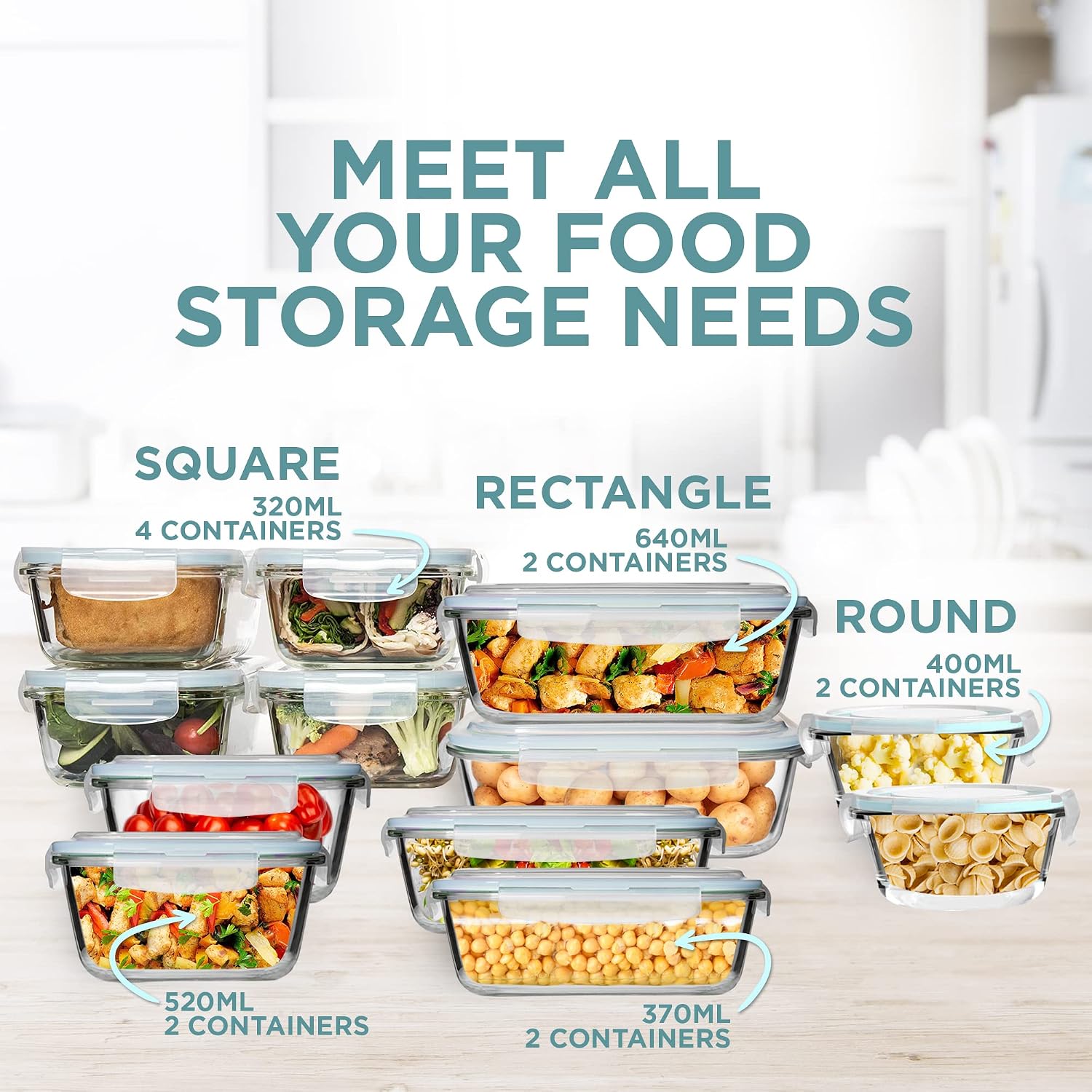 Thumbnail 6 de Razab 24 Pc Glass Food Storage Containers with Airtight Lids