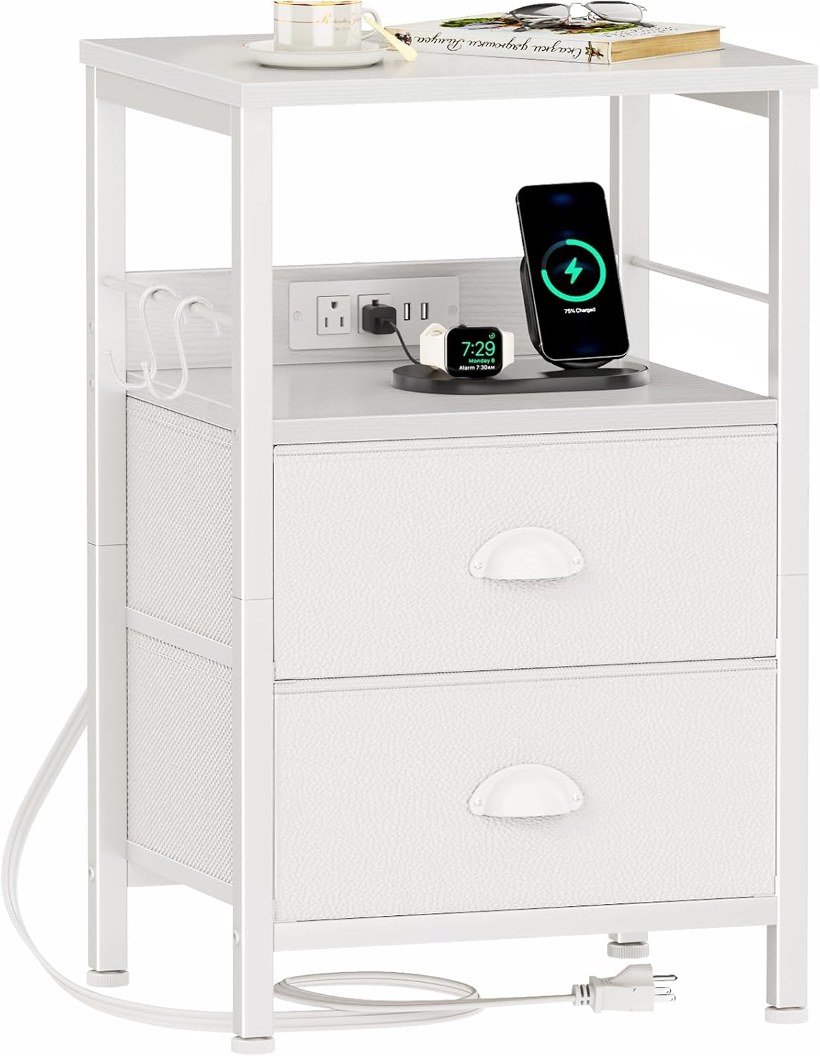 Furologee End Table with Charging Station 22.25
