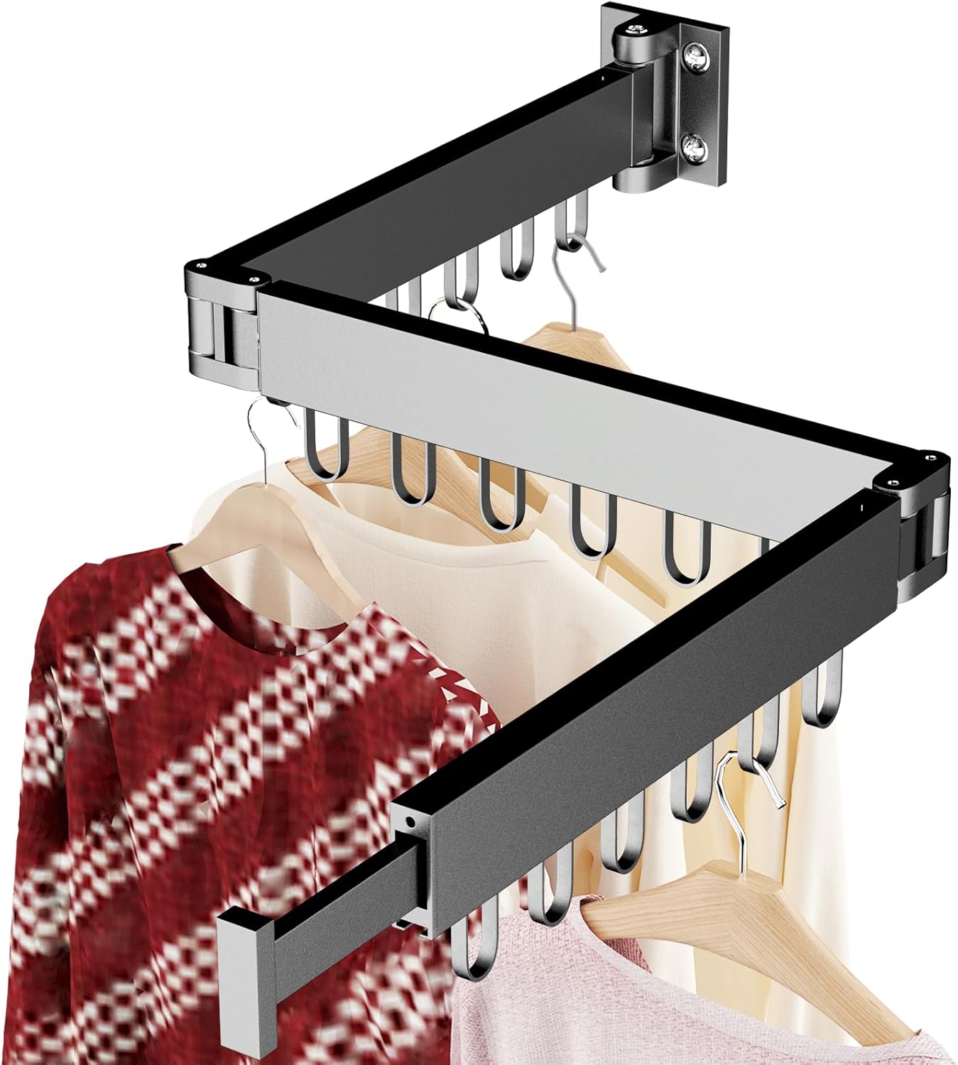 Thumbnail 6 de JAUREE Wall Mounted Drying Rack with 18 Hooks