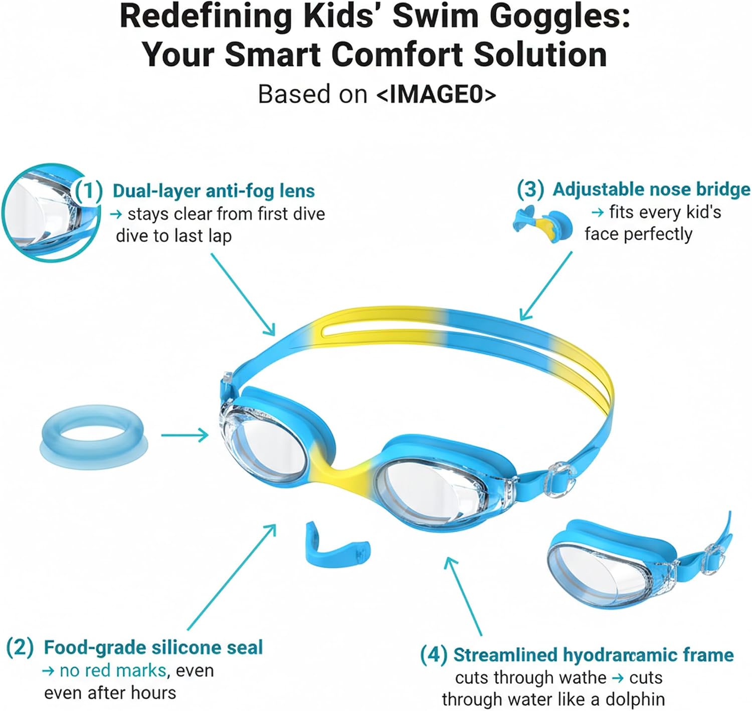 Detalle 2 de Seaflar Occhialini nuoto bambini HD