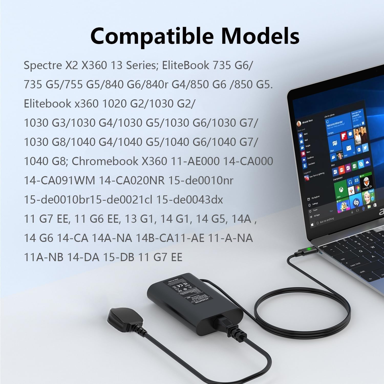 Detalle de 65W USB-C Laptop Charger for HP Spectre x360 and More (VUOHOEG)