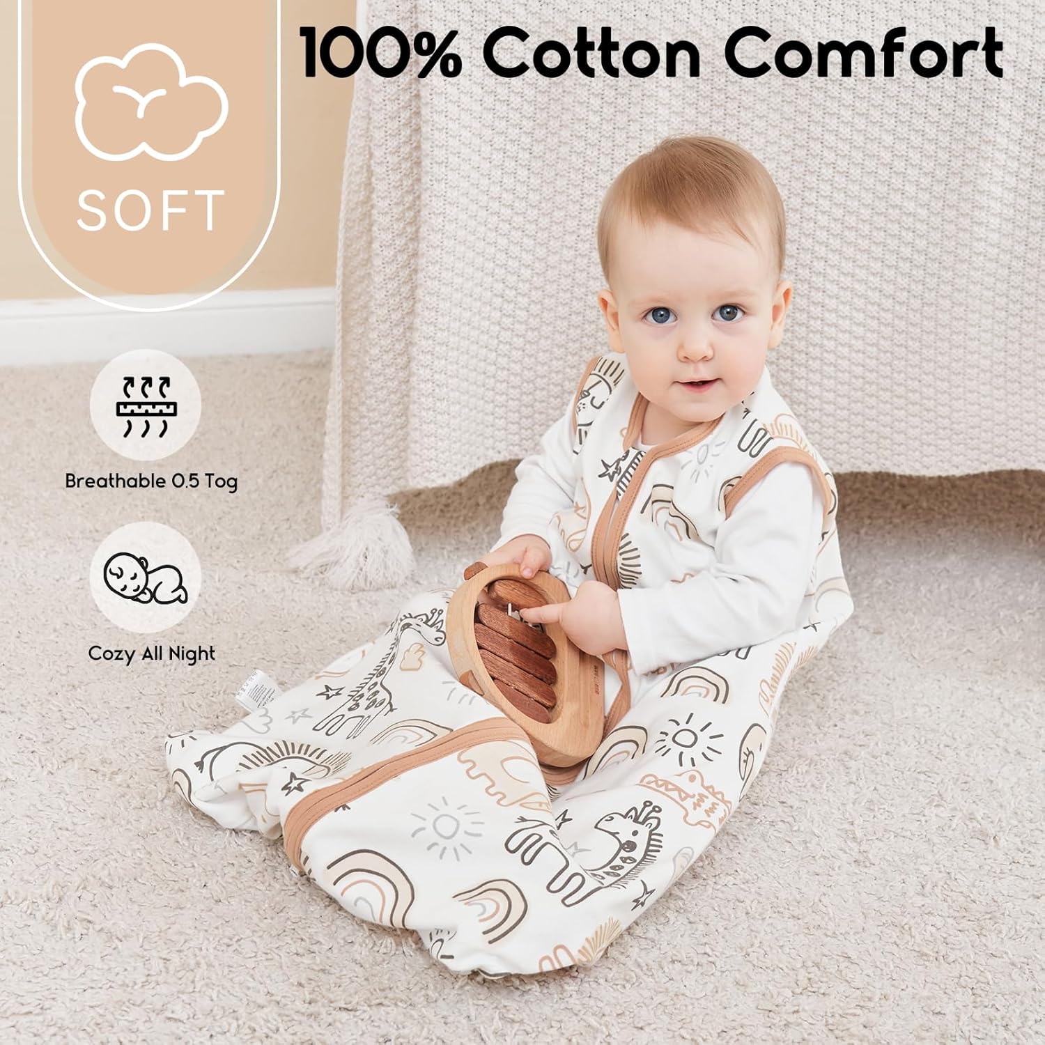 Thumbnail 1 de Yoofoss Baby Sleeping Bag 0.5 Tog, 12-18 Months (3 Pack) – 100% Organic Cotton