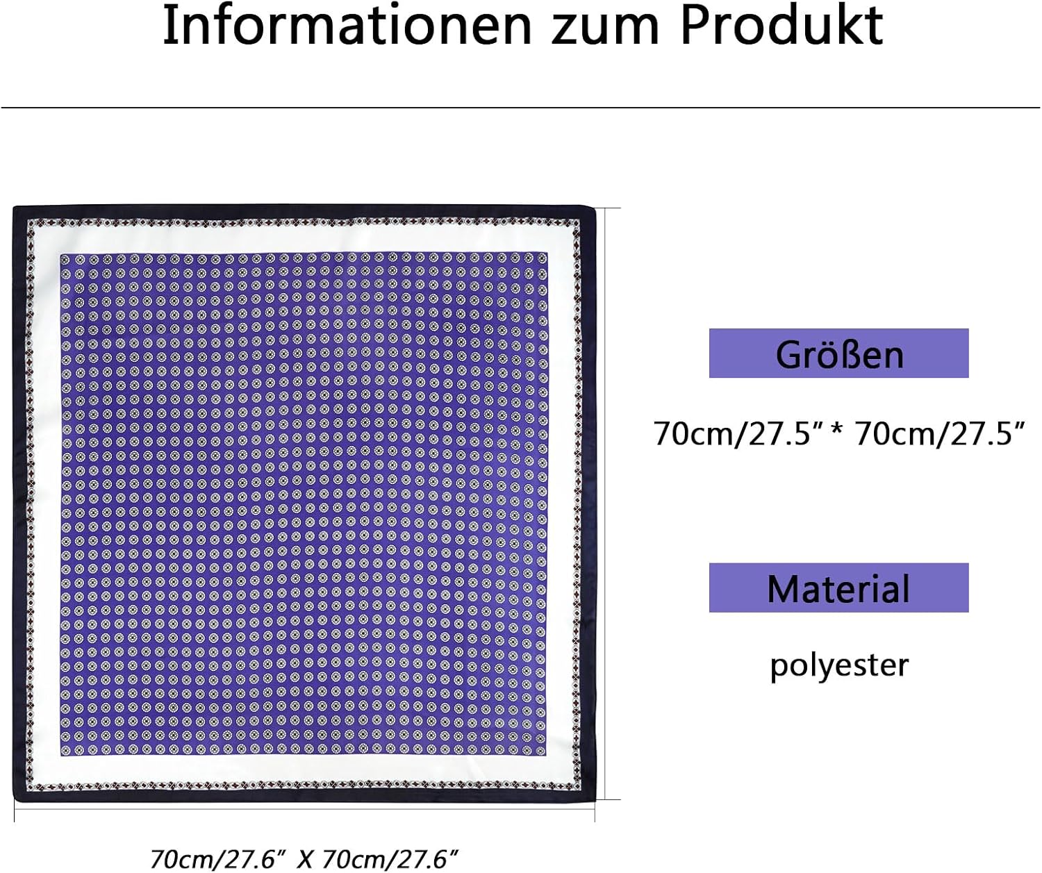 Thumbnail 1 de DAMILY Vintage Bandana Herren 70x70 cm Seidig