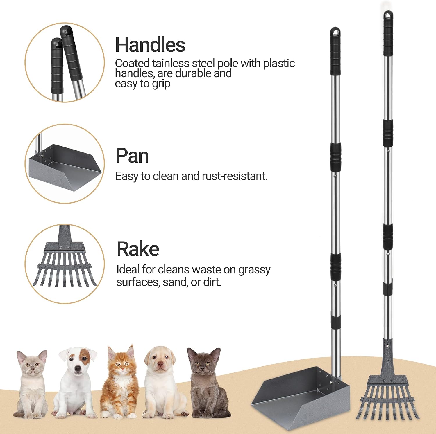 Detalle 2 de Heeyoo Dog Pooper Scooper Set with Stainless Handles