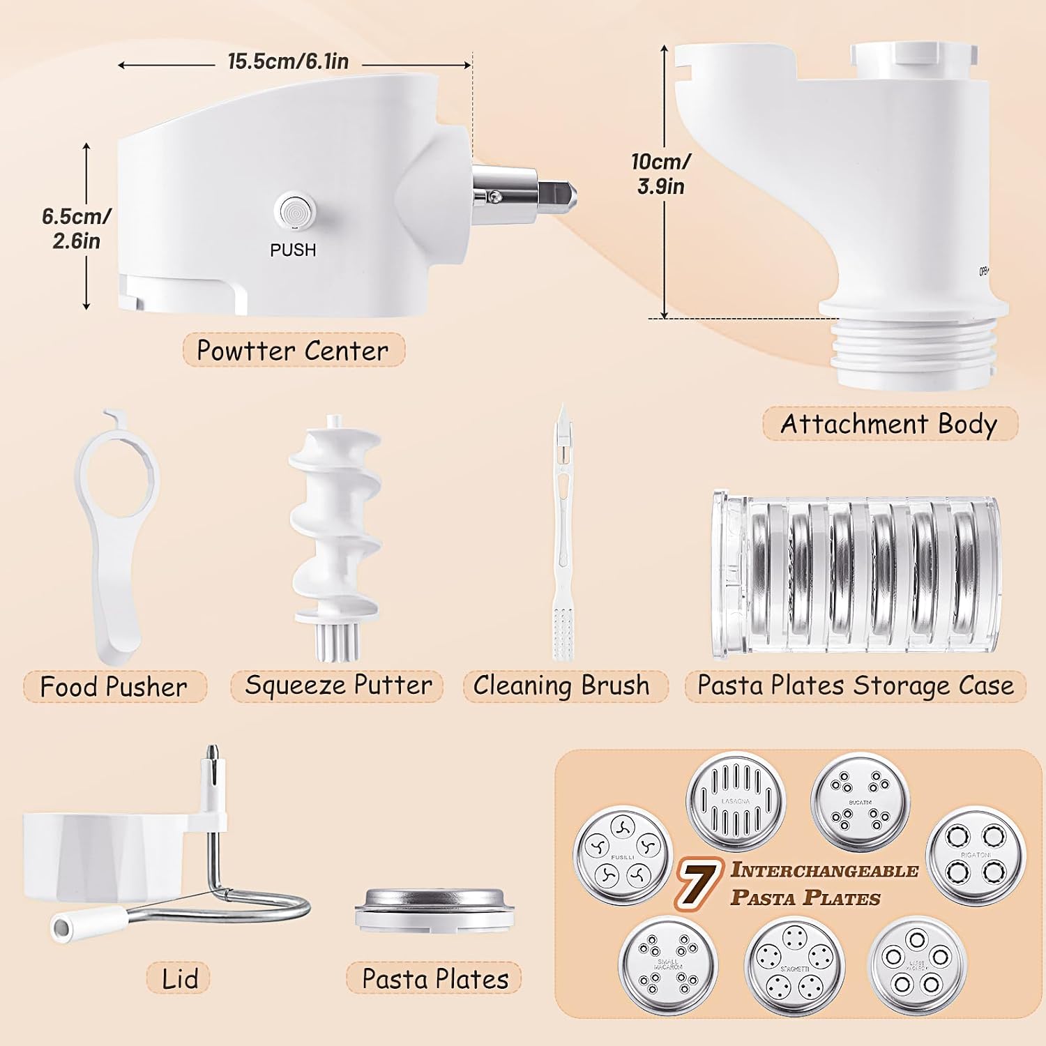 Detalle de Gdrtwwh Pasta Press Attachment for KitchenAid Stand Mixers, 7 Discs