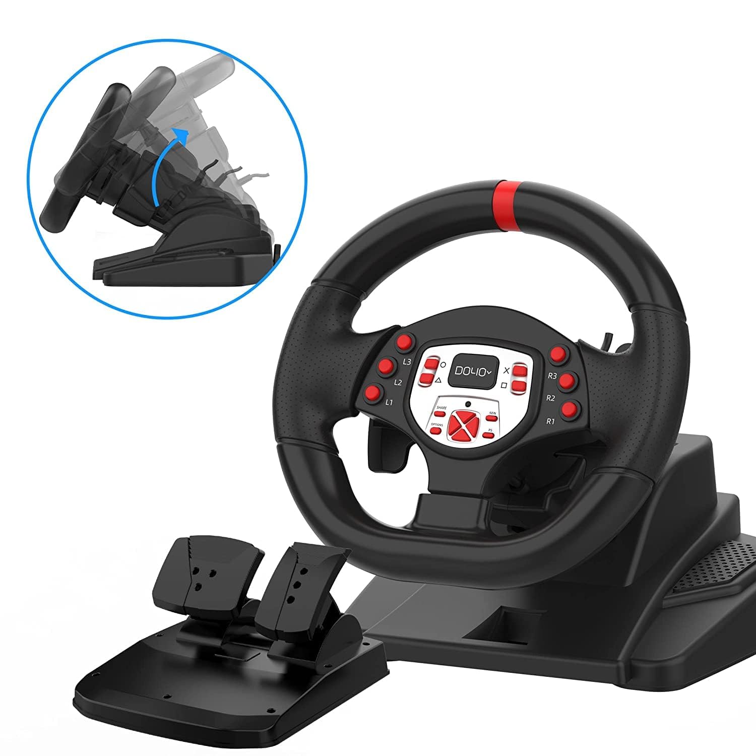 Thumbnail 6 de NBCP DOYO Gaming Lenkrad und Pedalen – 180° Lenkwinkel, Doppelmotor-Vibration, PC/Konsole kompatibel