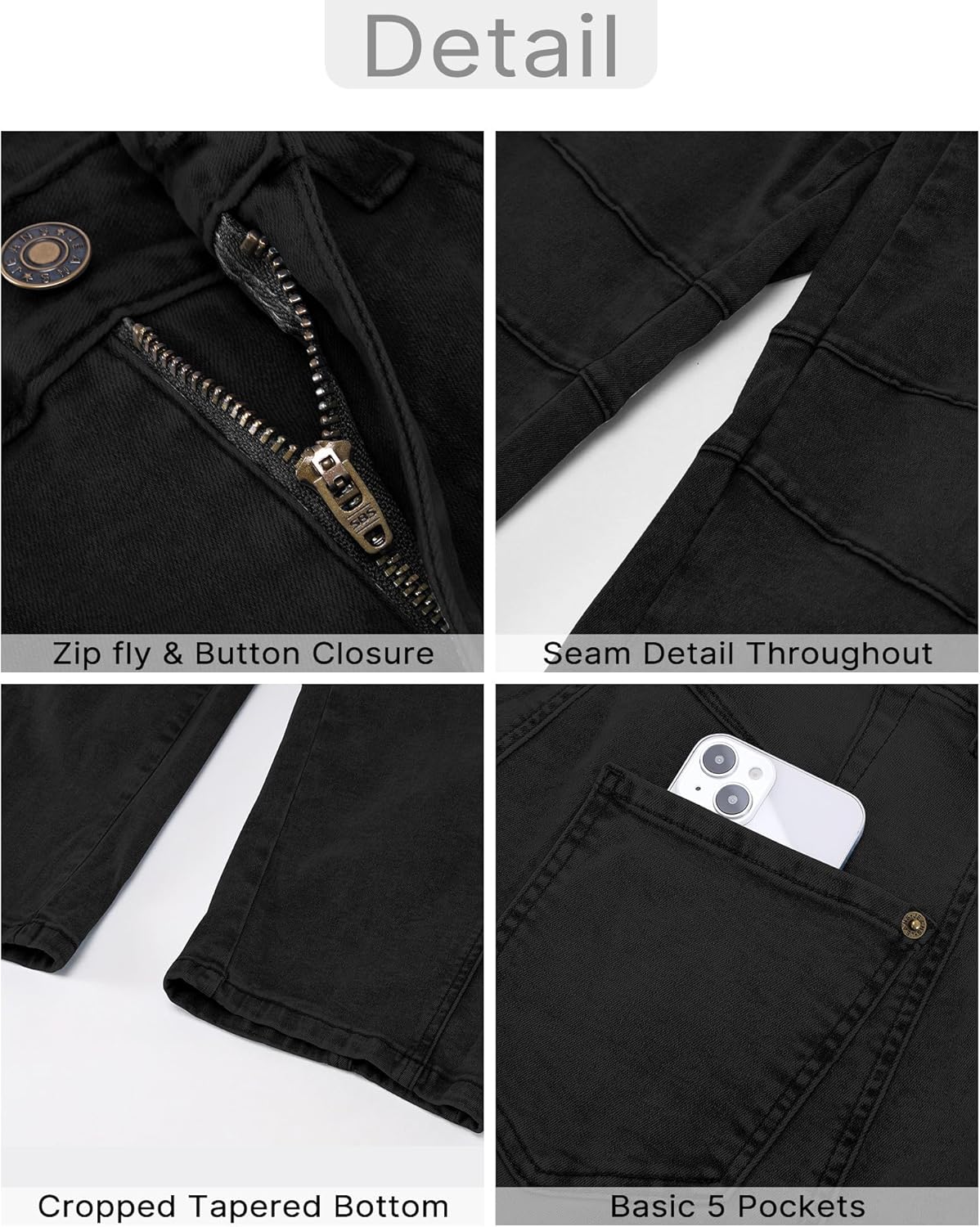 Thumbnail 5 de GRAPENT Barrel Jeans for Women: Stretchy High-Waisted Wide-Leg Cropped Denim