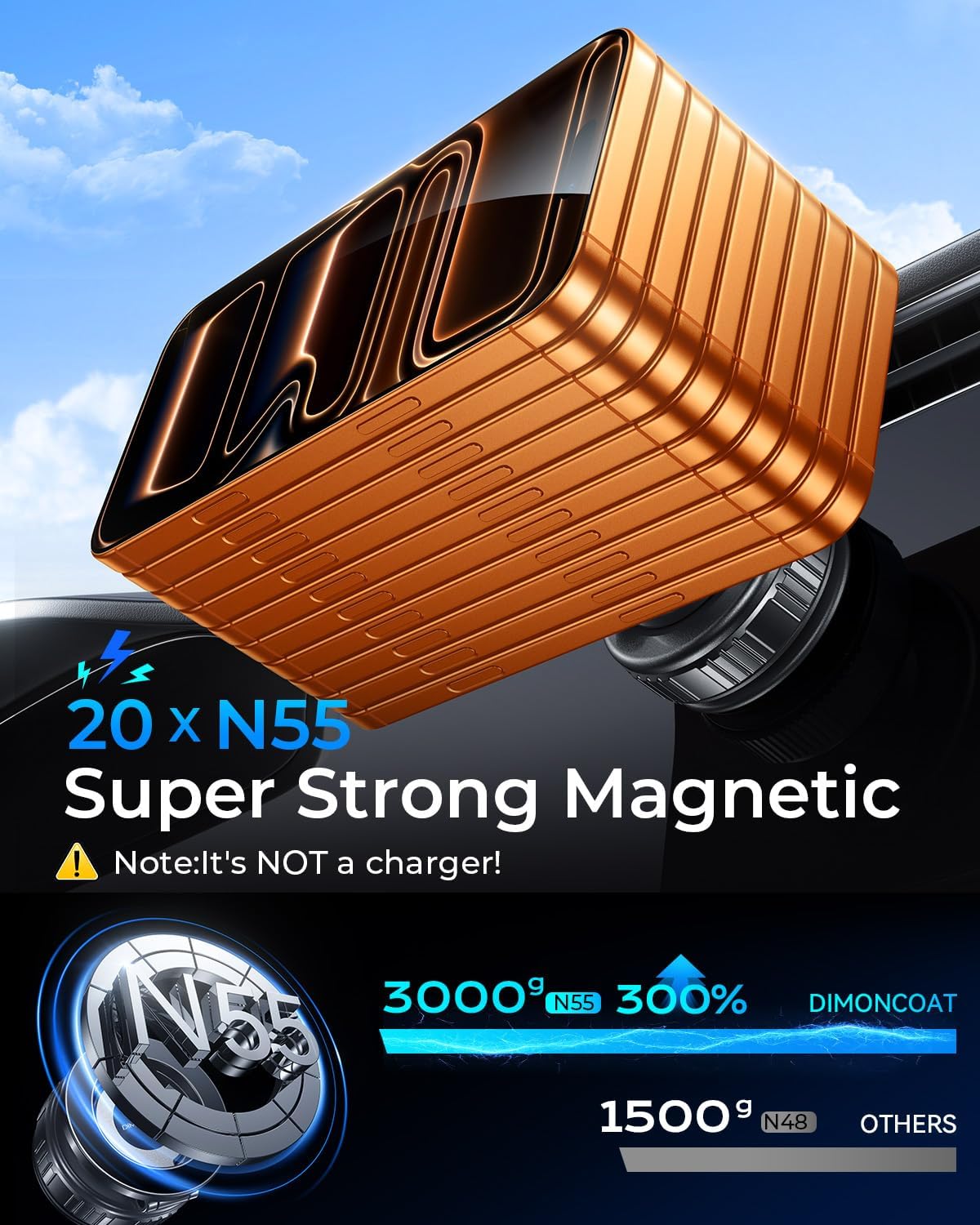 Thumbnail 3 de Magnetic Phone Holder for Car 2026 Heavy Duty (All Metal) — 360° Adjustable Vacuum Suction & N55 Magnetic Mount