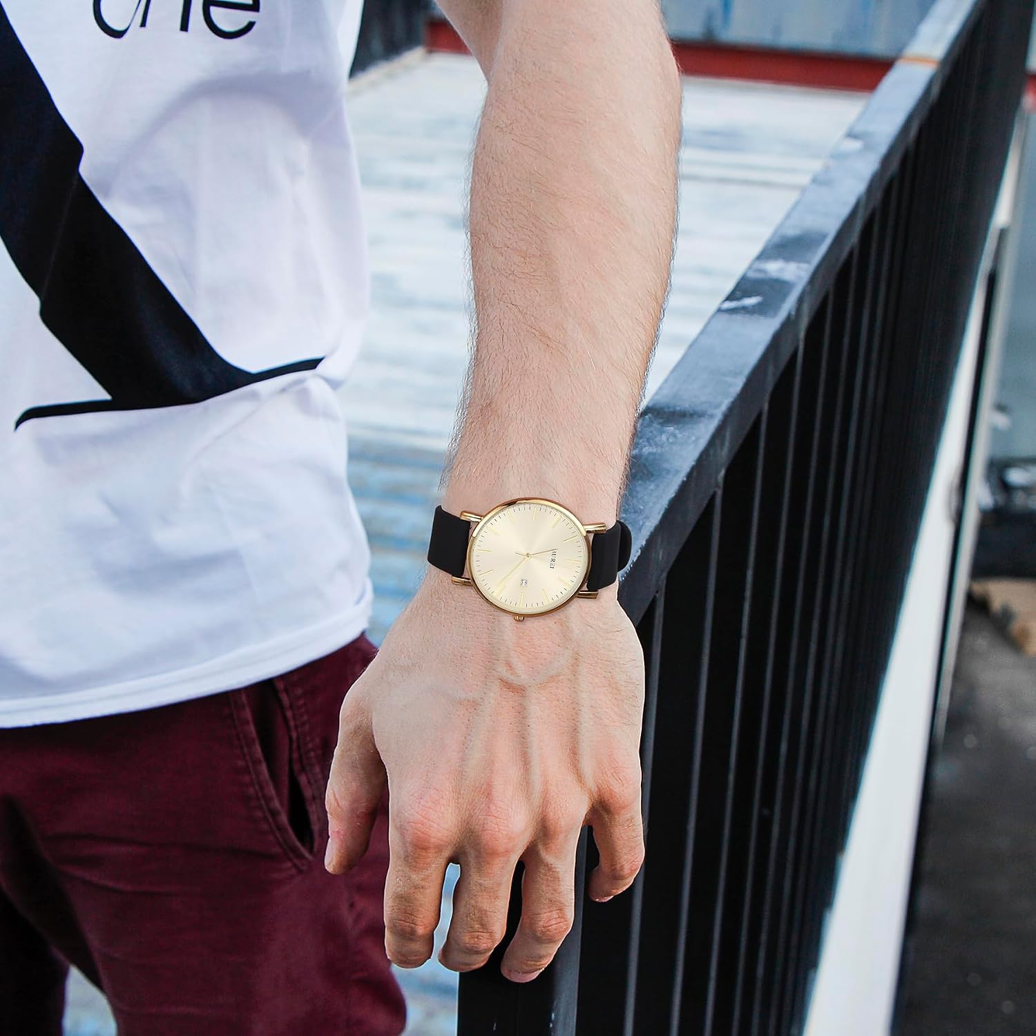 Thumbnail 5 de BUREI Minimalist Montre Homme Classy Date – Calibre quartz japonais, bracelet silicone et acier 316L