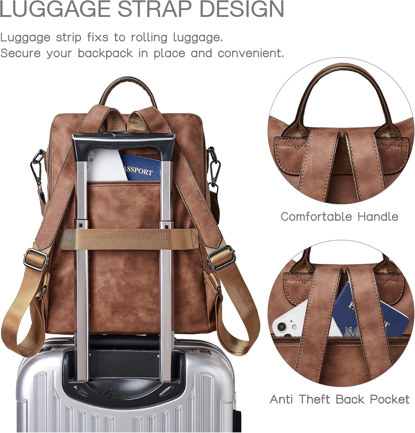 Thumbnail 1 de Shrrie Women’s Backpack Purse Leather-Style Convertible Bag for Travel & Everyday