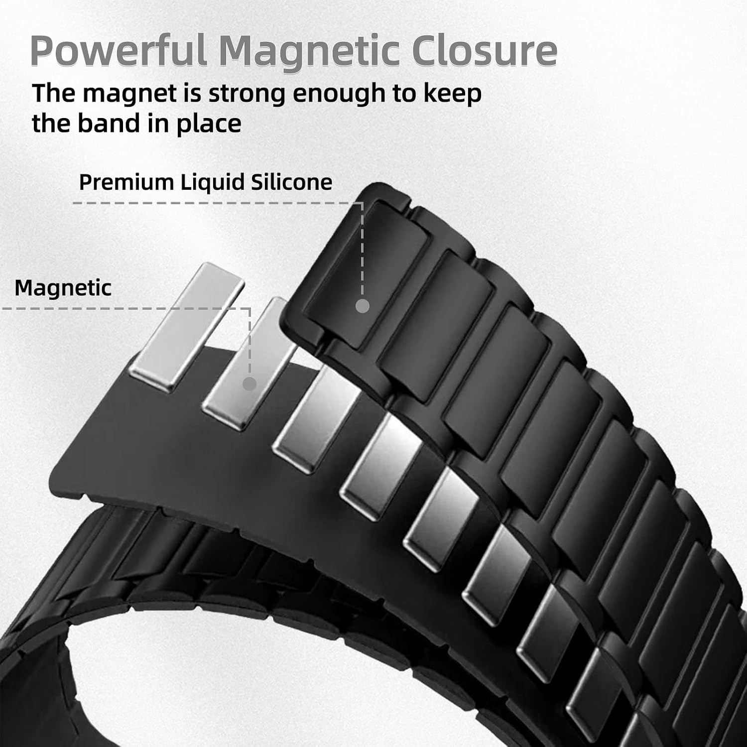 Detalle de RosMank 22mm Silicone Watch Band – Magnetic Replacement Strap for Amazfit and More (22mm)