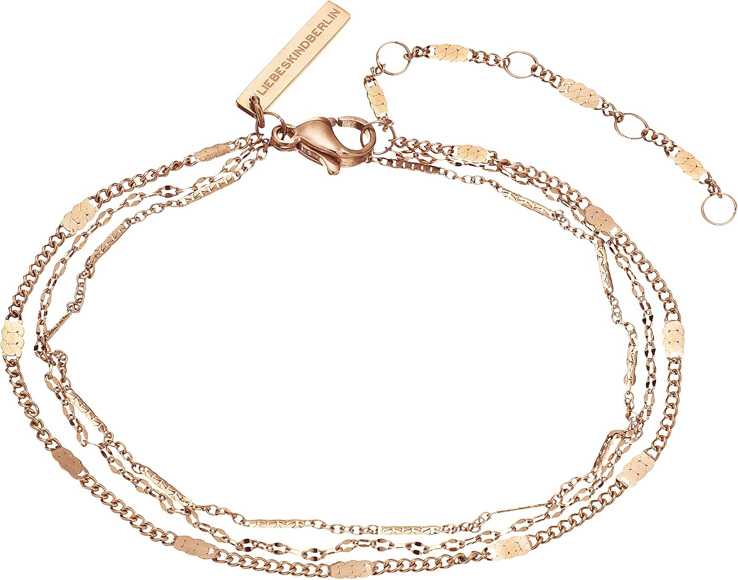 Detalle de LIEBESKIND BERLIN Armband Dreier Kettenmix – verstellbares Edelstahl-Design in Roségold