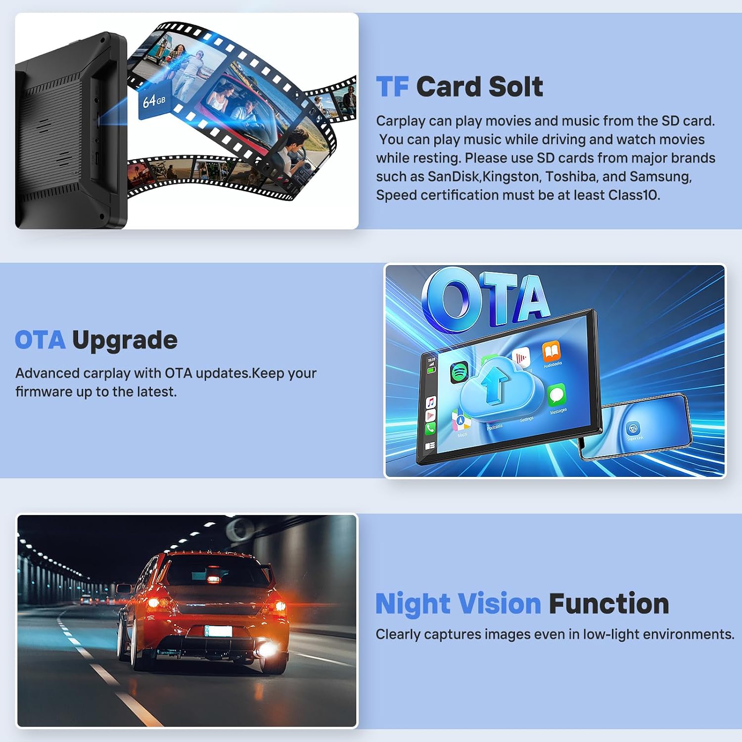 Thumbnail 5 de 9" Wireless CarPlay Screen with 4K Dash Cam