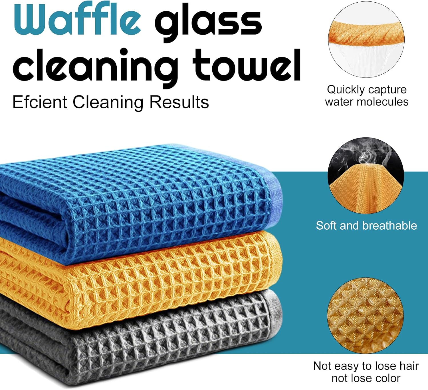 Detalle de YAGE Microfiber Cleaning Cloths 40x40cm (Pack of 3) – multicolour reusable, washable and lint-free