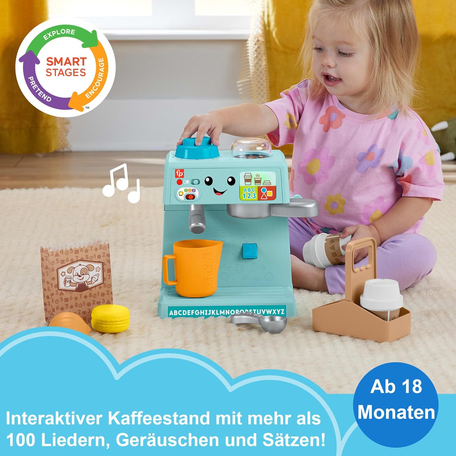 Thumbnail 1 de Fisher-Price Kleinkinderspielzeug „Mein Barista-Set“ (HYR98) mit Lernstufen und 10 Teilen ab 18 Monaten