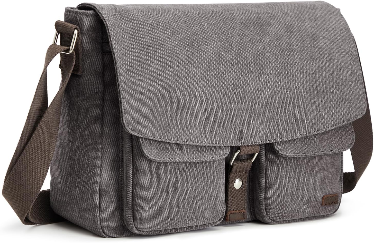 Detalle de S-ZONE canvas messenger bag for men with pockets and water-resistant finish