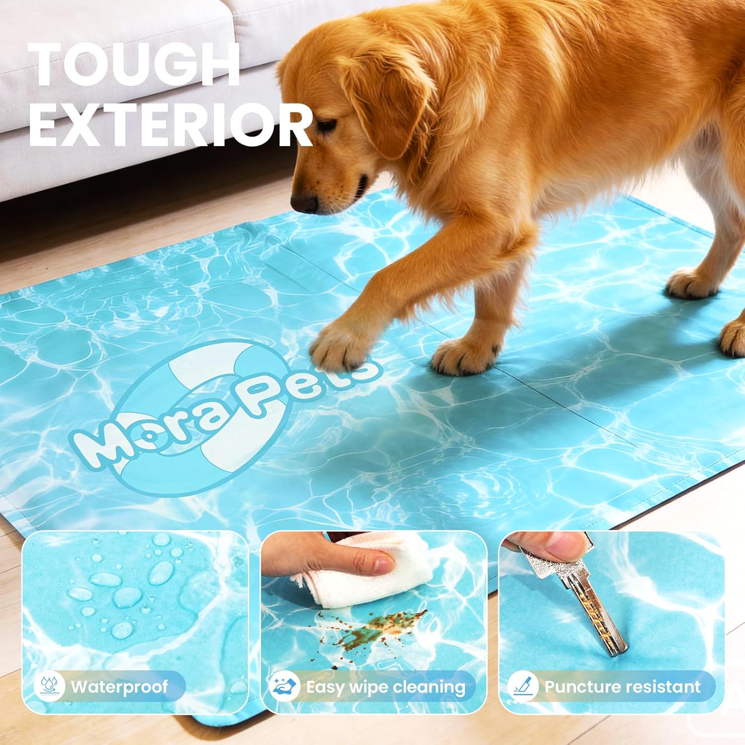Detalle de Pawtasy Dog Cooling Mat XXL (120 x 80 cm): Durable, Non‑Toxic Self‑Cooling Pad for Extra Large Dogs