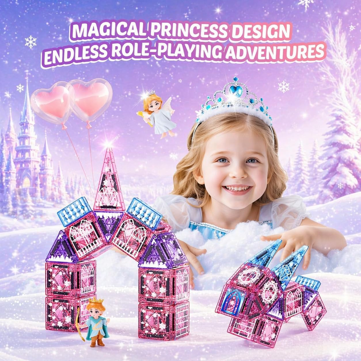 Detalle 2 de Travel Magnetic Tiles for Kids 43 Pcs: Mini Magnatiles Travel Set