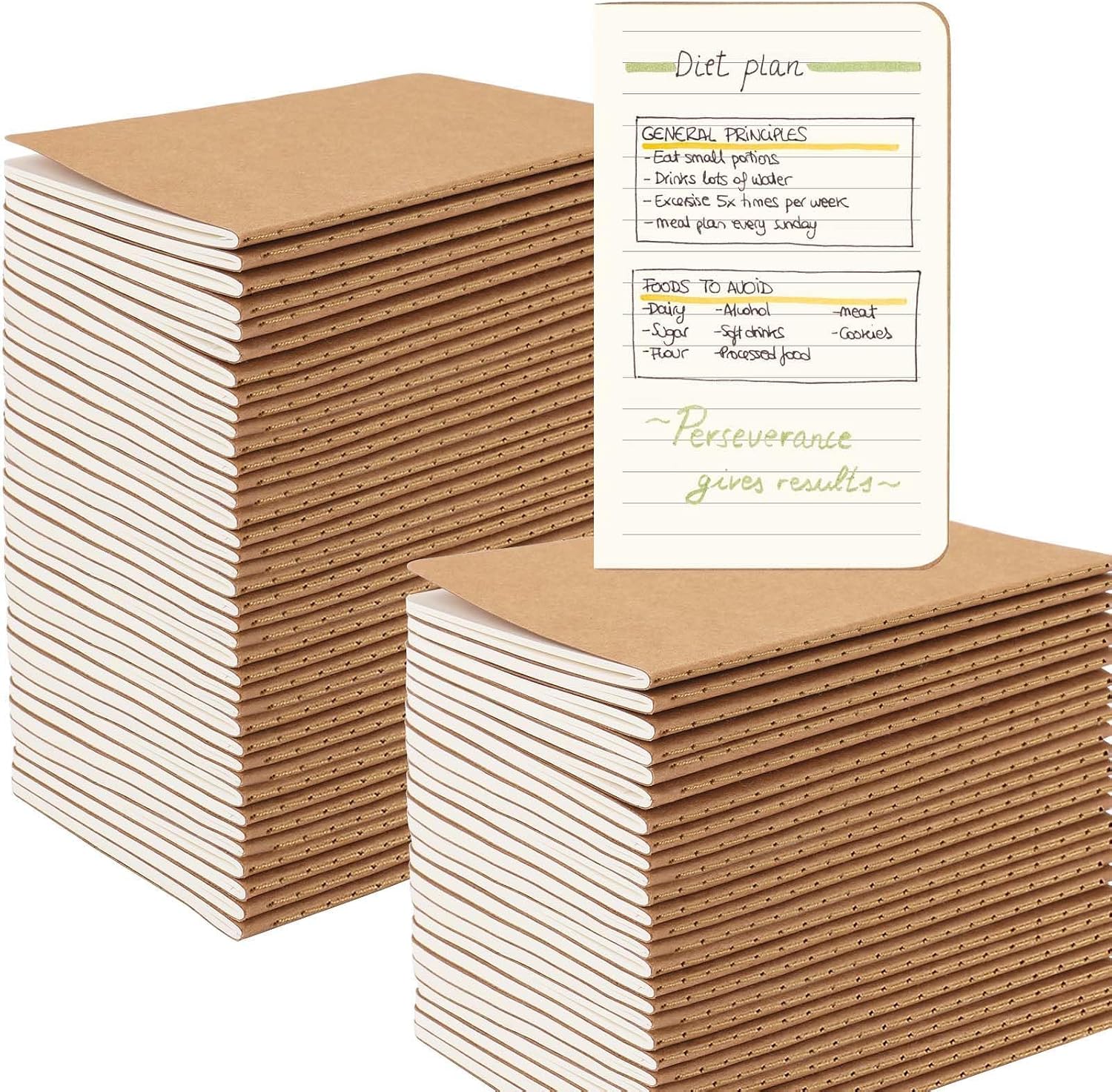Detalle de Oucaru 64-Pack Mini Pocket Notebooks, 3.5 x 5.5 in, Lined, Brown Cover